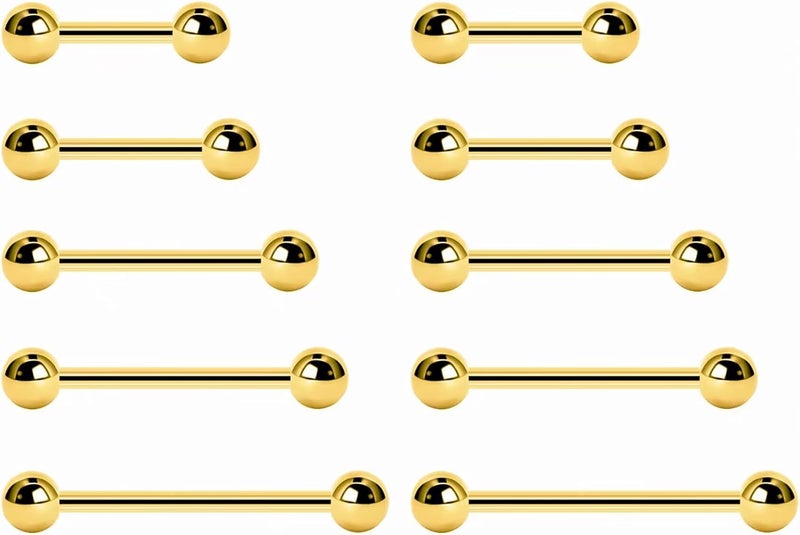 NewkeepsR 20G/18G/16G/14G/12G/10G Medical Implant Steel Nipple Tongue Piercing Barbell,Industrial Tongue Cheek Dimple Bars - Image 1